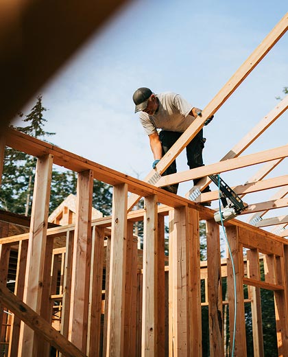 A man building a new home